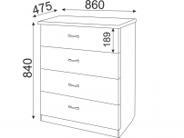 Комод Осло М02 ШхВхГ 860х840х475 мм 