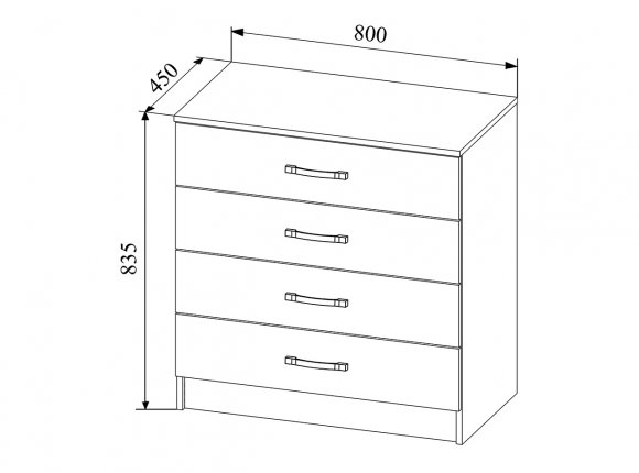 Комод Софи 800 ШхВхГ 800х835х450 мм