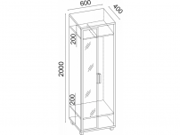 Шкаф с зеркалом 600 Вест М04 ШхВхГ 600х2000х400 мм