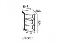 Стол-рабочий торцевой с полками 400 С400тп Модерн 366х824х546